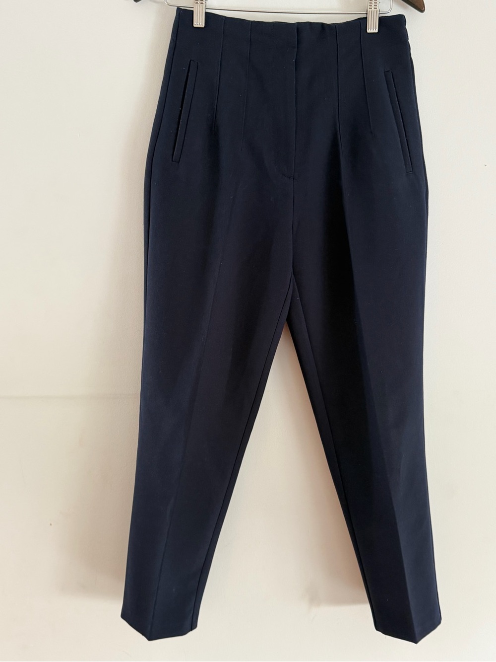 Zara Classic Straight-Leg Trousers in Navy